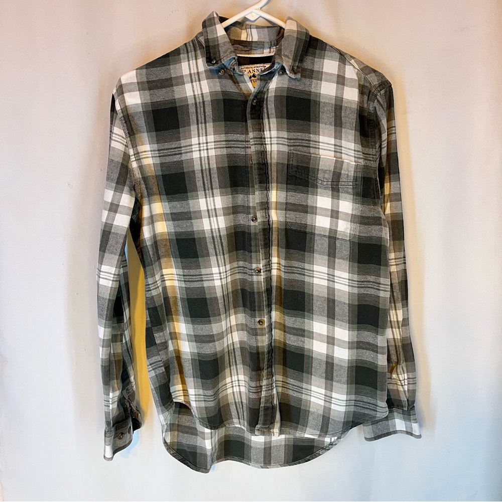 Cactus Man Authentic Workwear Flannel Plaid Button-Up Shirt Mens Small Green